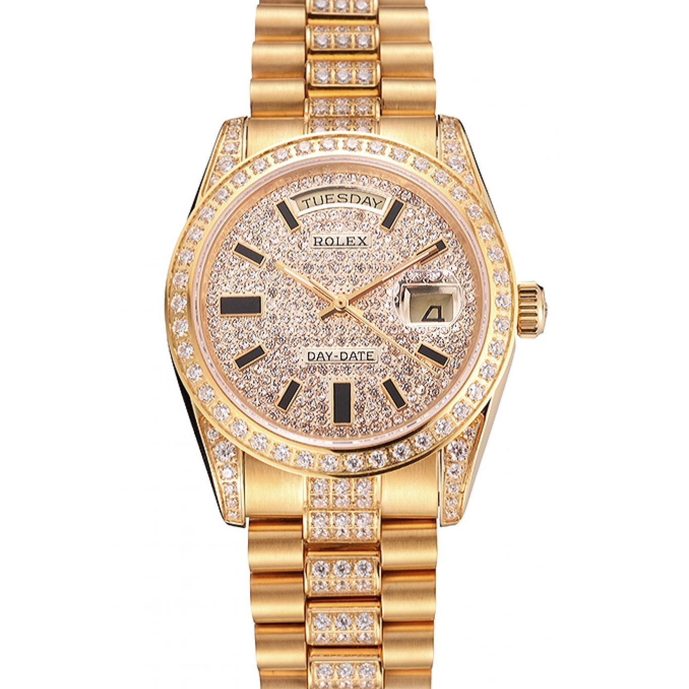 Pave Gold Yellow Rolex Diamond Swiss Day Date 0625